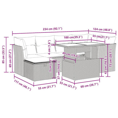 7 Piece Garden Sofa Set with Cushions Black Poly Rattan Payday Deals