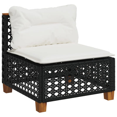 7 Piece Garden Sofa Set with Cushions Black Poly Rattan Payday Deals
