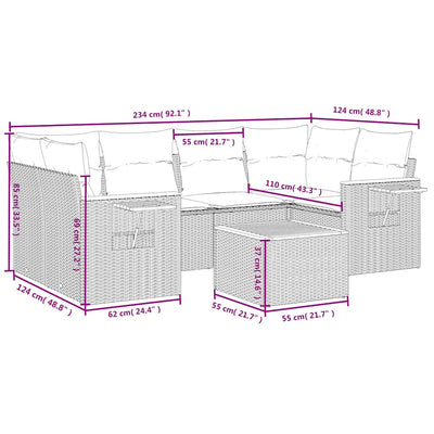 7 Piece Garden Sofa Set with Cushions Black Poly Rattan Payday Deals
