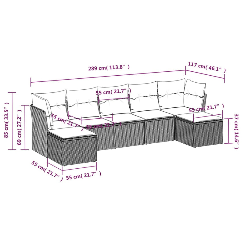 7 Piece Garden Sofa Set with Cushions Black Poly Rattan Payday Deals