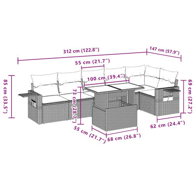 7 Piece Garden Sofa Set with Cushions Black Poly Rattan Payday Deals