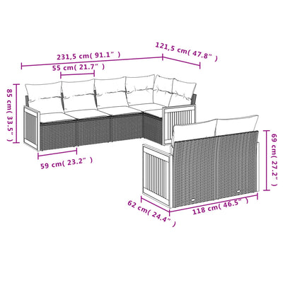 7 Piece Garden Sofa Set with Cushions Black Poly Rattan Payday Deals