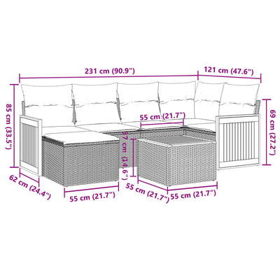 7 Piece Garden Sofa Set with Cushions Black Poly Rattan Payday Deals