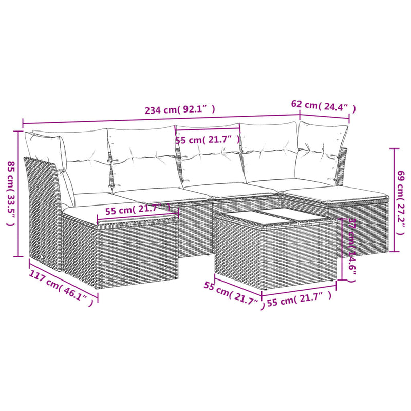 7 Piece Garden Sofa Set with Cushions Black Poly Rattan Payday Deals