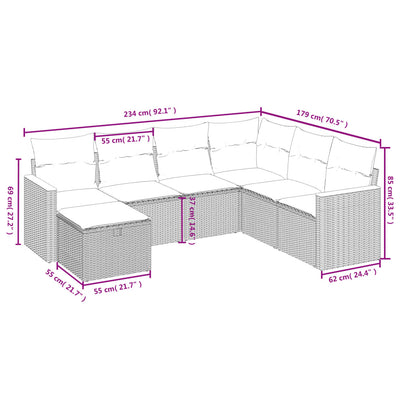 7 Piece Garden Sofa Set with Cushions Black Poly Rattan Payday Deals