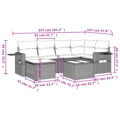 7 Piece Garden Sofa Set with Cushions Black Poly Rattan Payday Deals