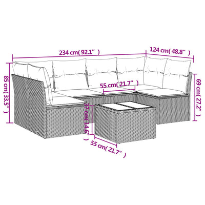 7 Piece Garden Sofa Set with Cushions Grey Poly Rattan Payday Deals