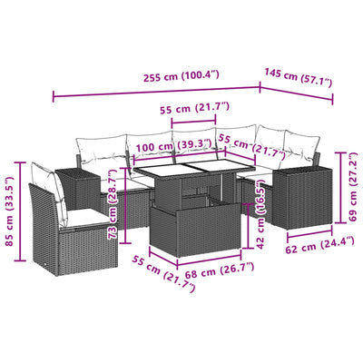 7 Piece Garden Sofa Set with Cushions Grey Poly Rattan Payday Deals