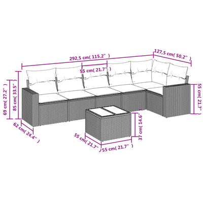 7 Piece Garden Sofa Set with Cushions Grey Poly Rattan Payday Deals