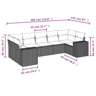 7 Piece Garden Sofa Set with Cushions Grey Poly Rattan Payday Deals