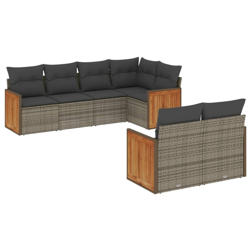 7 Piece Garden Sofa Set with Cushions Grey Poly Rattan Payday Deals