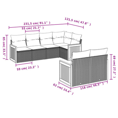 7 Piece Garden Sofa Set with Cushions Grey Poly Rattan Payday Deals