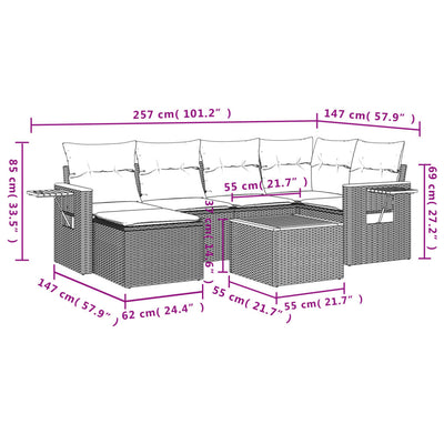 7 Piece Garden Sofa Set with Cushions Grey Poly Rattan Payday Deals