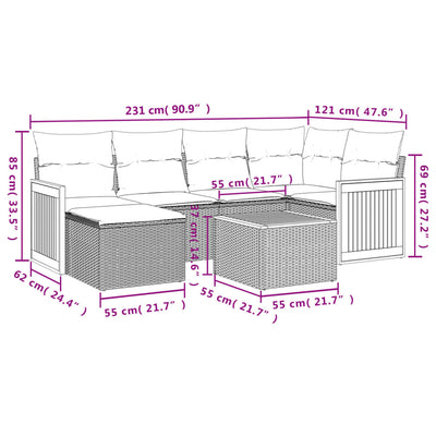 7 Piece Garden Sofa Set with Cushions Grey Poly Rattan Payday Deals