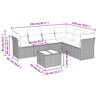 7 Piece Garden Sofa Set with Cushions Grey Poly Rattan Payday Deals