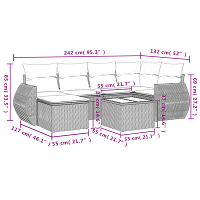 7 Piece Garden Sofa Set with Cushions Grey Poly Rattan Payday Deals