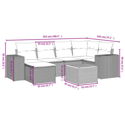 7 Piece Garden Sofa Set with Cushions Grey Poly Rattan Payday Deals