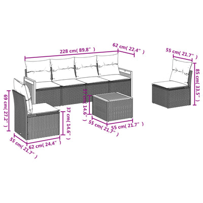 7 Piece Garden Sofa Set with Cushions Grey Poly Rattan Payday Deals
