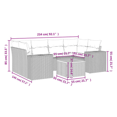 7 Piece Garden Sofa Set with Cushions Grey Poly Rattan Payday Deals