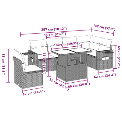 7 Piece Garden Sofa Set with Cushions Grey Poly Rattan Payday Deals