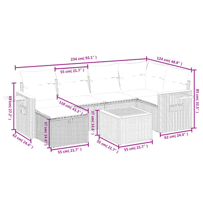 7 Piece Garden Sofa Set with Cushions Grey Poly Rattan Payday Deals