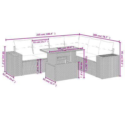7 Piece Garden Sofa Set with Cushions Grey Poly Rattan Payday Deals