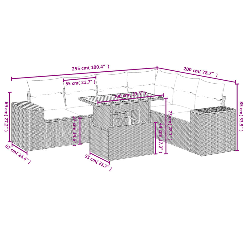 7 Piece Garden Sofa Set with Cushions Grey Poly Rattan Payday Deals