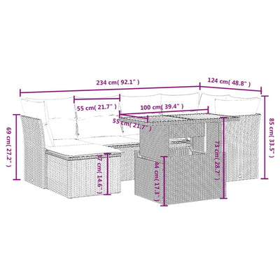 7 Piece Garden Sofa Set with Cushions Grey Poly Rattan Payday Deals