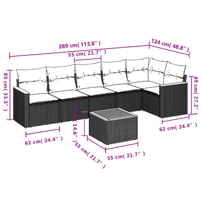 7 Piece Garden Sofa Set with Cushions Grey Poly Rattan Payday Deals