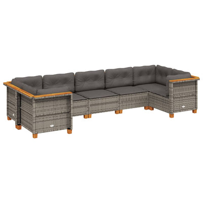 7 Piece Garden Sofa Set with Cushions Grey Poly Rattan Payday Deals