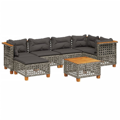 7 Piece Garden Sofa Set with Cushions Grey Poly Rattan Payday Deals