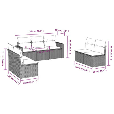 7 Piece Garden Sofa Set with Cushions Grey Poly Rattan Payday Deals
