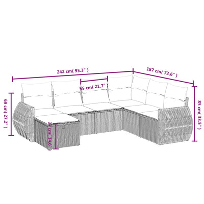7 Piece Garden Sofa Set with Cushions Grey Poly Rattan Payday Deals