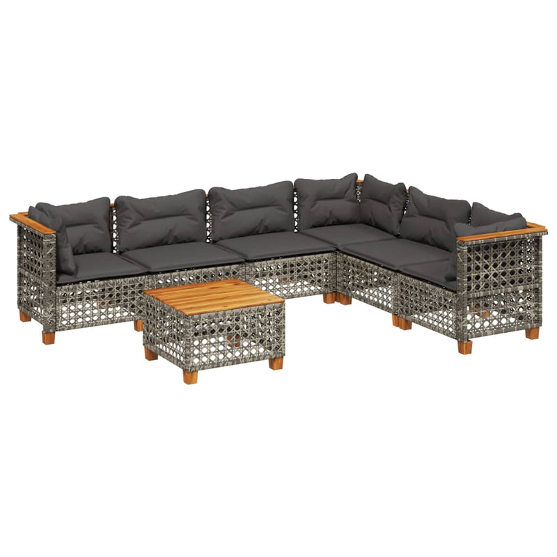 7 Piece Garden Sofa Set with Cushions Grey Poly Rattan Payday Deals
