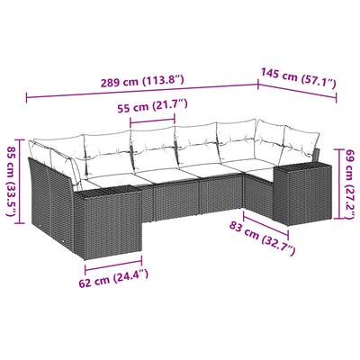 7 Piece Garden Sofa Set with Cushions Grey Poly Rattan Payday Deals