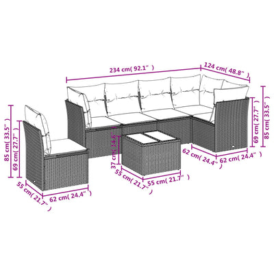 7 Piece Garden Sofa Set with Cushions Grey Poly Rattan Payday Deals
