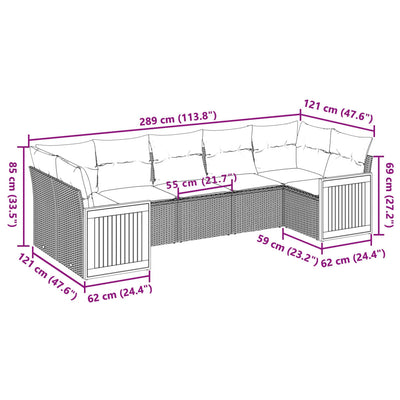 7 Piece Garden Sofa Set with Cushions Grey Poly Rattan Payday Deals