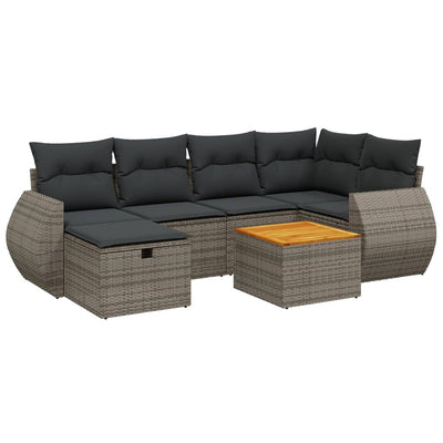 7 Piece Garden Sofa Set with Cushions Grey Poly Rattan Payday Deals