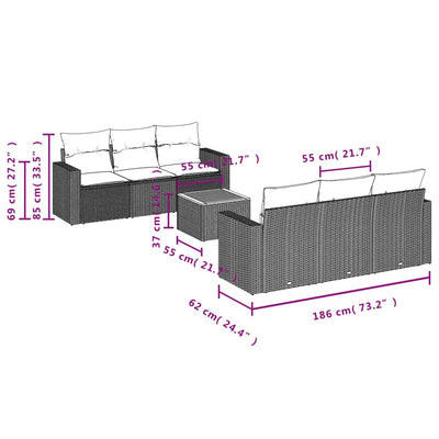 7 Piece Garden Sofa Set with Cushions Grey Poly Rattan Payday Deals