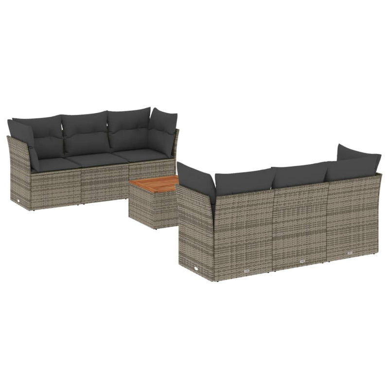 7 Piece Garden Sofa Set with Cushions Grey Poly Rattan Payday Deals