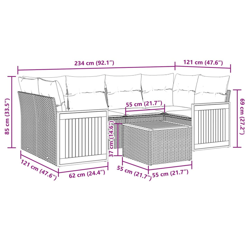 7 Piece Garden Sofa Set with Cushions Grey Poly Rattan Payday Deals