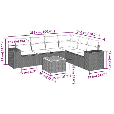 7 Piece Garden Sofa Set with Cushions Grey Poly Rattan Payday Deals