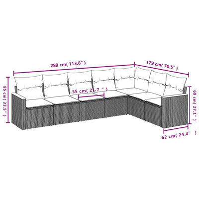 7 Piece Garden Sofa Set with Cushions Grey Poly Rattan Payday Deals