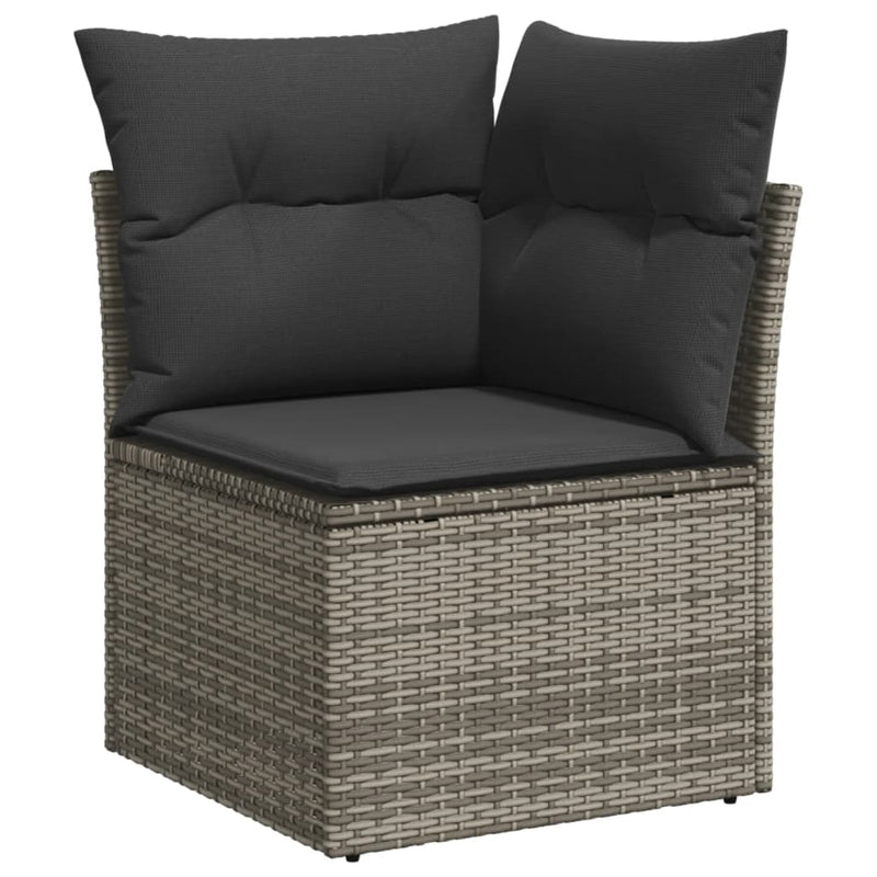 7 Piece Garden Sofa Set with Cushions Grey Poly Rattan Payday Deals