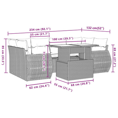 7 Piece Garden Sofa Set with Cushions Grey Poly Rattan Payday Deals