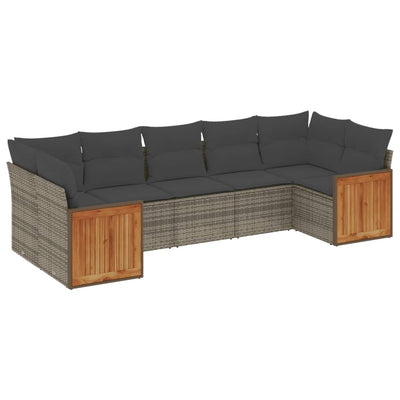 7 Piece Garden Sofa Set with Cushions Grey Poly Rattan Payday Deals