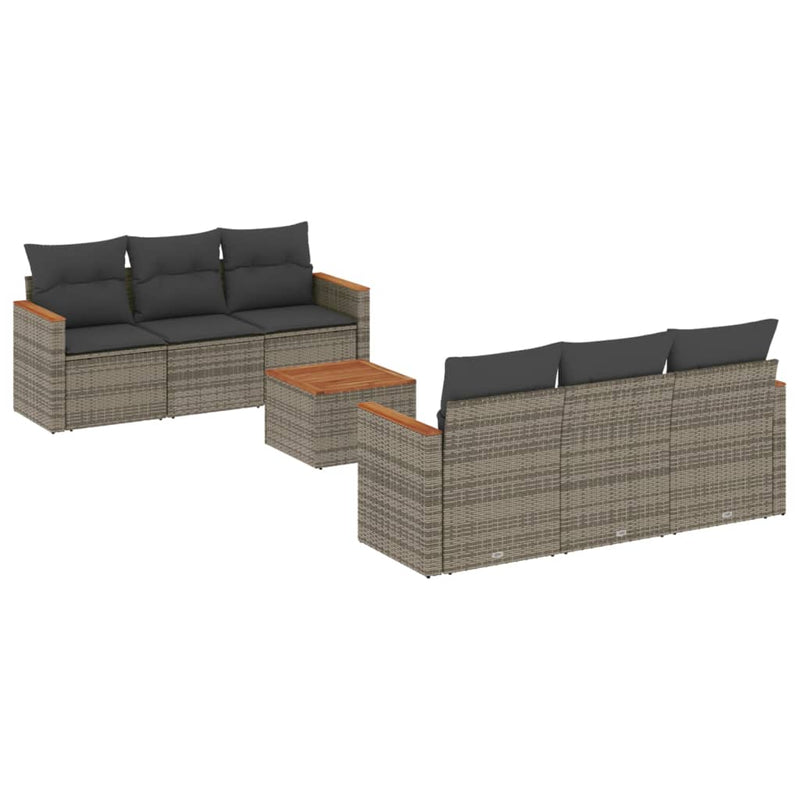 7 Piece Garden Sofa Set with Cushions Grey Poly Rattan Payday Deals