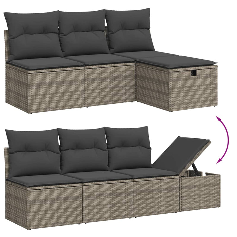 7 Piece Garden Sofa Set with Cushions Grey Poly Rattan Payday Deals