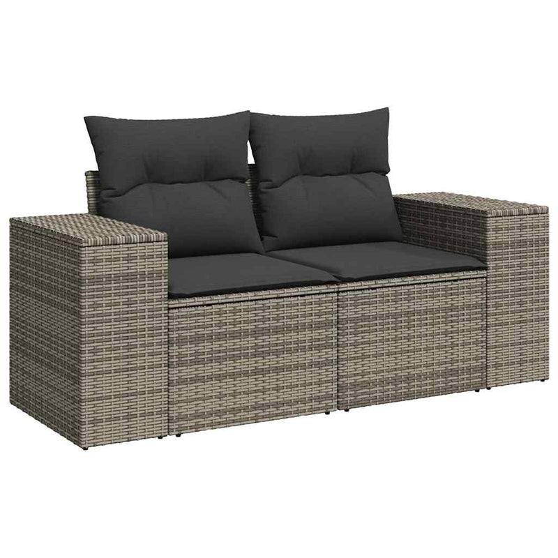 7 Piece Garden Sofa Set with Cushions Grey Poly Rattan Payday Deals