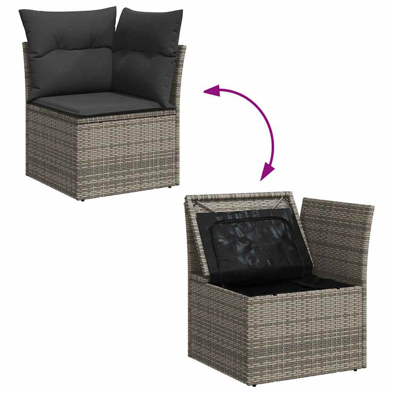 7 Piece Garden Sofa Set with Cushions Grey Poly Rattan Payday Deals